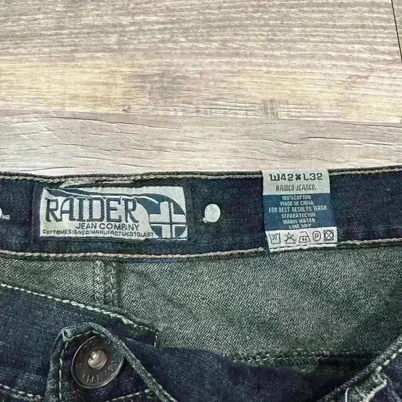 Raider Authentic Jeans Mens Size 42x32 Baggy Hiphop Y2K Grunge Hiphop Casual Dad - Picture 7 of 16